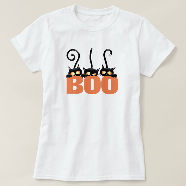 Camiseta de gatos negros fantasmagórico (Diseño del anverso)