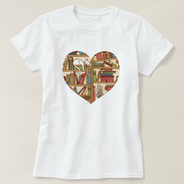 Camiseta de Gatos y Libros (Diseño del anverso)