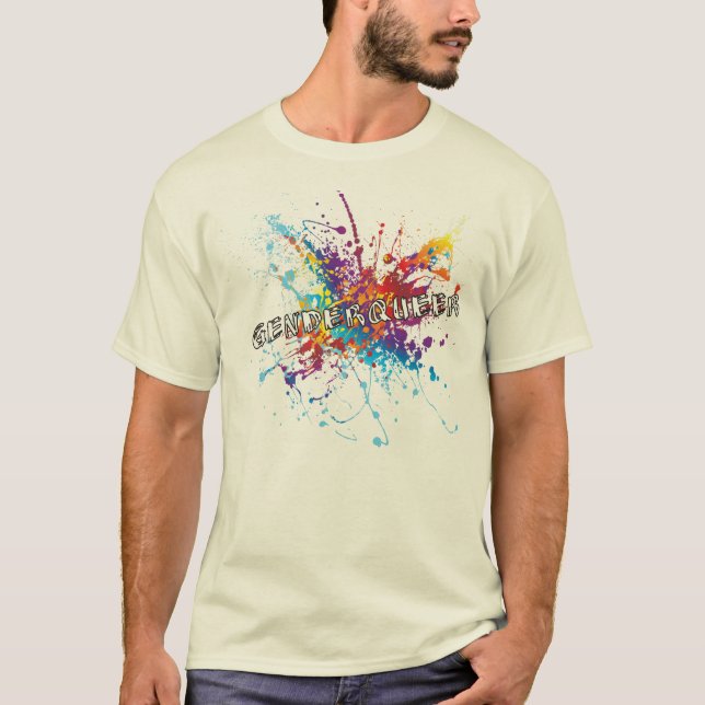Camiseta de Genderqueer del chapoteo de la pintura (Anverso)
