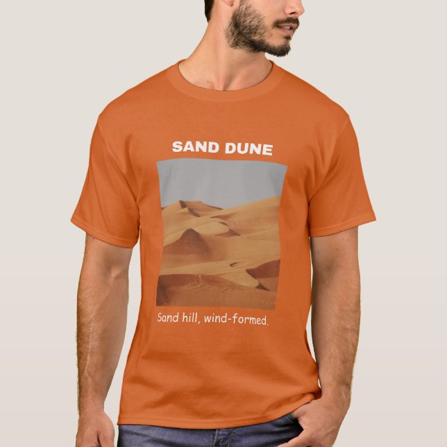 Camiseta de geografía de dunas de arena en Naranja (Anverso)