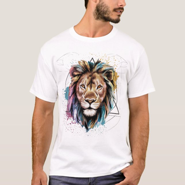 Camiseta De Geometría Sagrada De León De Agua (Anverso)