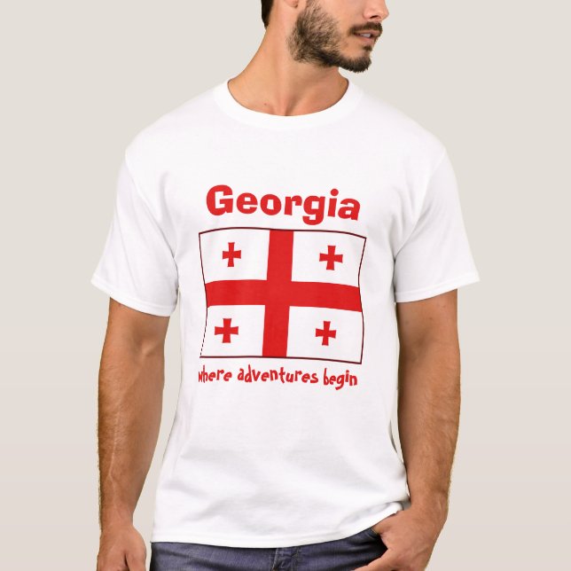 Camiseta de Georgia con bandera, mapa y texto (Anverso)