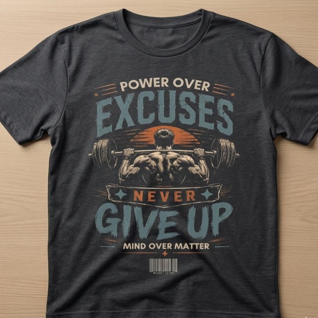 Camiseta de gimnasio Power Over Excuses Never Give (Subido por el creador)