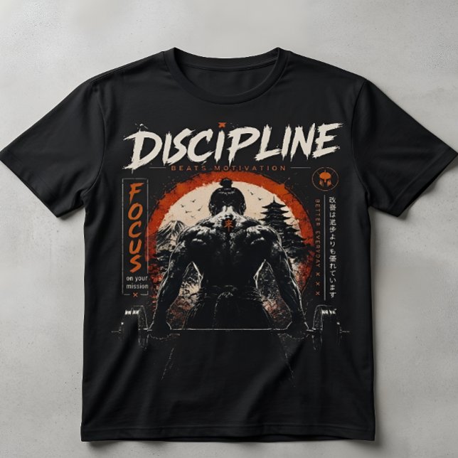 Camiseta de gimnasio Samurái Disciplina Supera Mot (Subido por el creador)