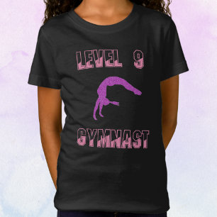Camiseta de gimnasta de nivel 9 rosa y morado
