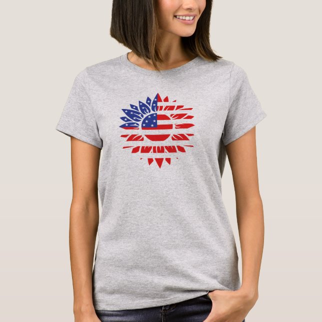 Camiseta de girasol de la bandera estadounidense (Anverso)