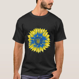 Camiseta de girasol de Ucrania Retro floral bander