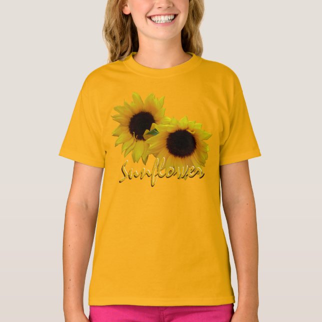 Camiseta de girasol para niños Chica girasol camis (Anverso)