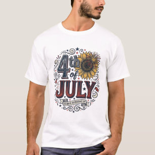 Camiseta de girasol patriótica del 4 de julio vint