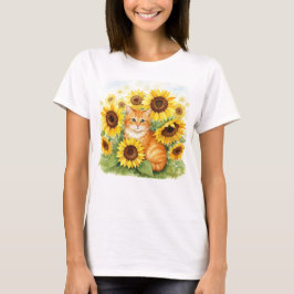 Camiseta de girasoles de gato de dedo