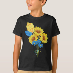 Camiseta de girasoles ucranianos Top azul amarillo