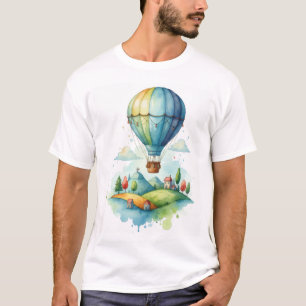 Camiseta de globo aerostático de acuarela linda