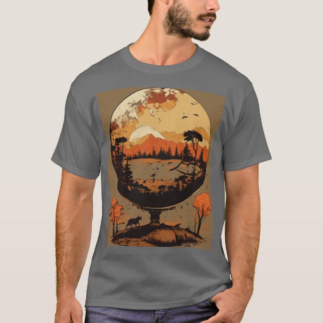 Camiseta de Globo Antropomórfico Grunge (Anverso)
