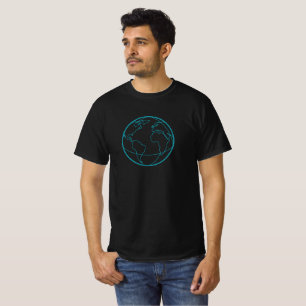 Camiseta de globo terrestre de arte de línea minim