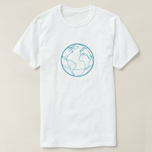 Camiseta de globo terrestre de arte de línea minim