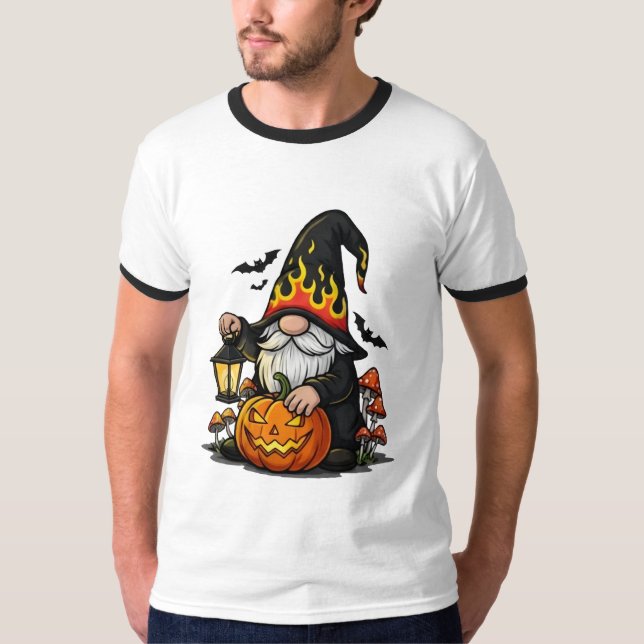 Camiseta de Gnome de Halloween Ringer (Anverso)
