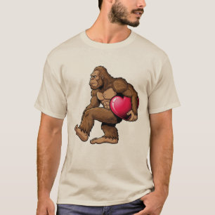 Camiseta de Gorila Adorable Sosteniendo Corazón