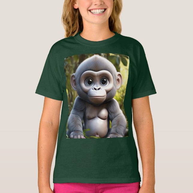 Camiseta de gorila de plata para niños (Anverso)