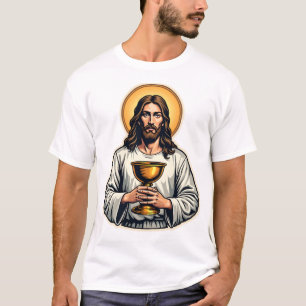 Camiseta de grabado vintage cresta de cáliz de Jes