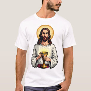 Camiseta de grabado vintage cresta de cáliz de Jes