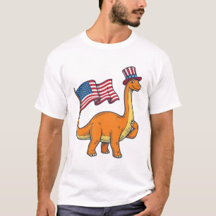 Camiseta de grabado vintage de bandera de dinosaur
