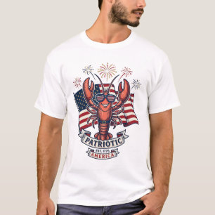 Camiseta de grabado vintage de bandera de langosta