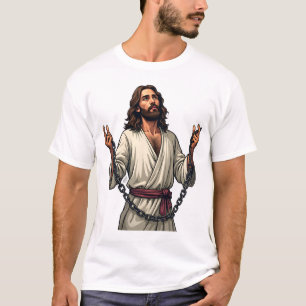 Camiseta de grabado vintage de cadenas rotas de Je