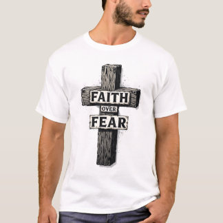 Camiseta de grabado vintage de cruz de fe sobre mi