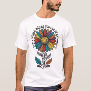 Camiseta de grabado vintage de flor de arcoíris am