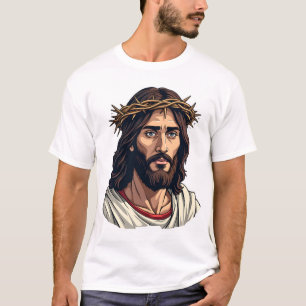 Camiseta de grabado vintage de Jesús con corona de