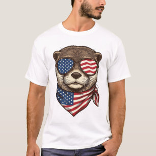 Camiseta de grabado vintage vector nutria patrióti