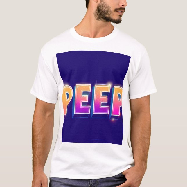 Camiseta de gradiente neón PEEP | Camiseta retro d (Anverso)