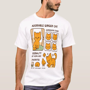 Camiseta de gráfico de expresiones de gato ginger 
