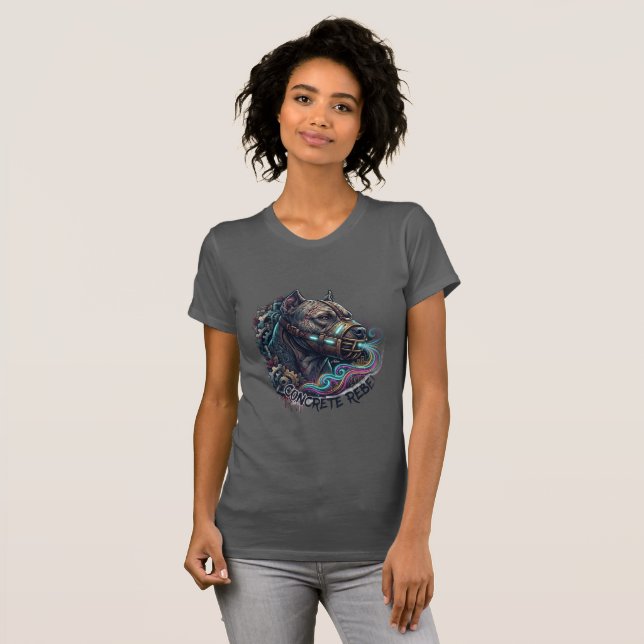Camiseta de Grafiti Pitbull Rebelde de Concreto (Anverso completo)