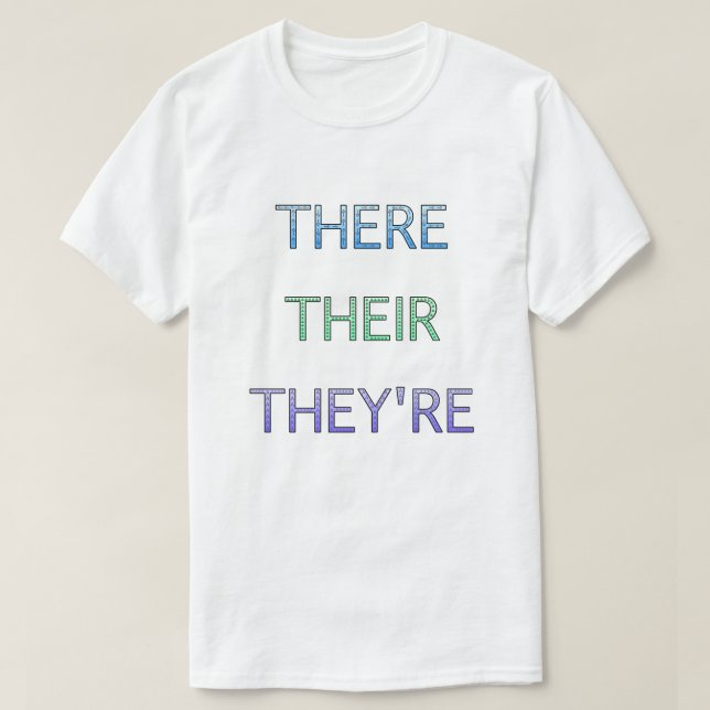 Camiseta de gramática de Allí/Su/Están (Diseño del anverso)