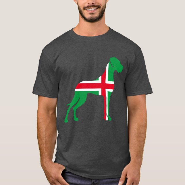 Camiseta de Gran Danés rojo blanco verde (Anverso)