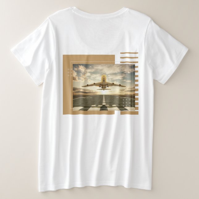 Camiseta de gran tamaño con diseño de tema de avió (Reverso del diseño)