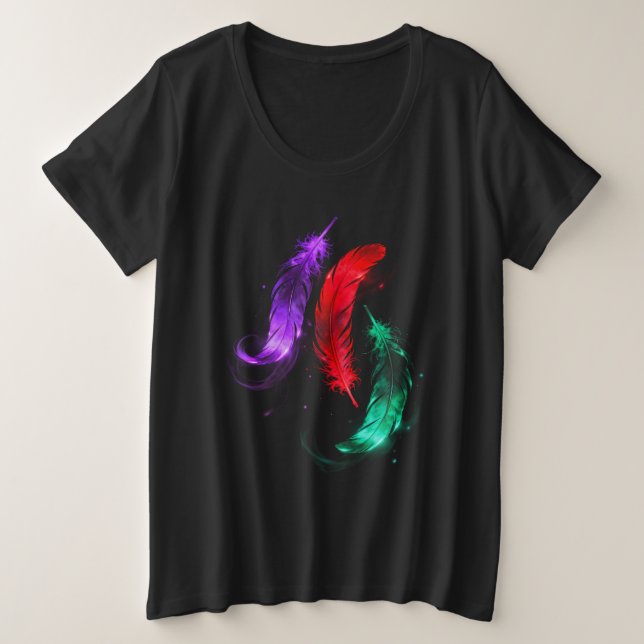 Camiseta de gran tamaño Neon Feather Glow (Anverso del diseño)