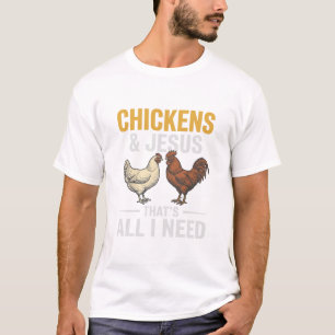 Camiseta de granja vintage de pollos y Jesús_1