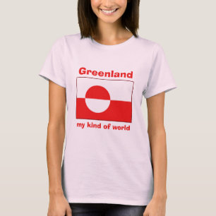 Camiseta de Groenlandia con bandera, mapa y texto