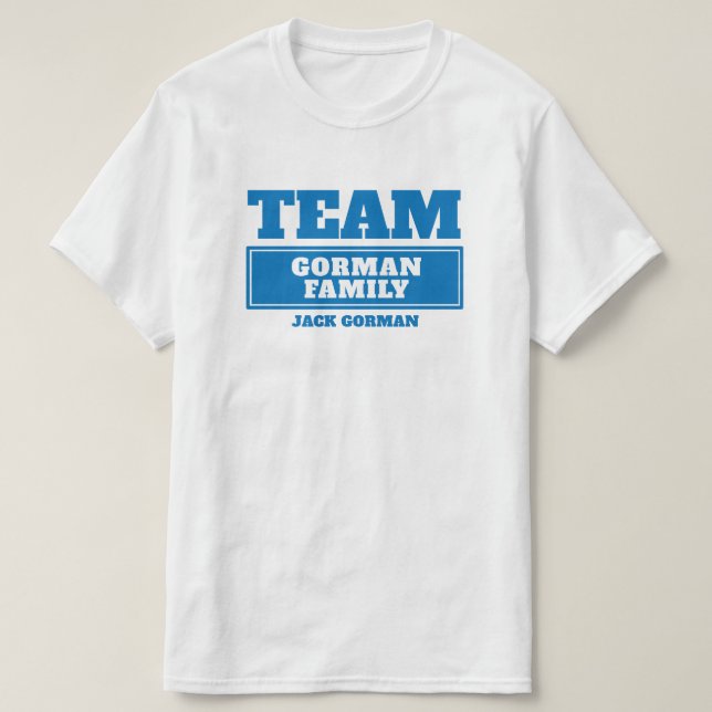 Camiseta de grupo o familia personalizada Team blu (Diseño del anverso)