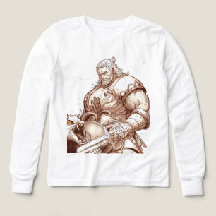 Camiseta de Guerrero de Pie Sobre Monstruo