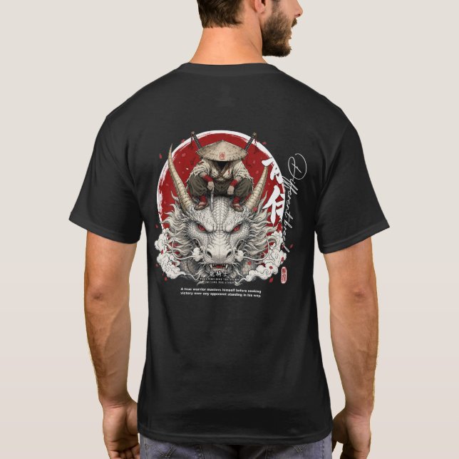 Camiseta de guerrero samurái jinete de dragón japo (Reverso)
