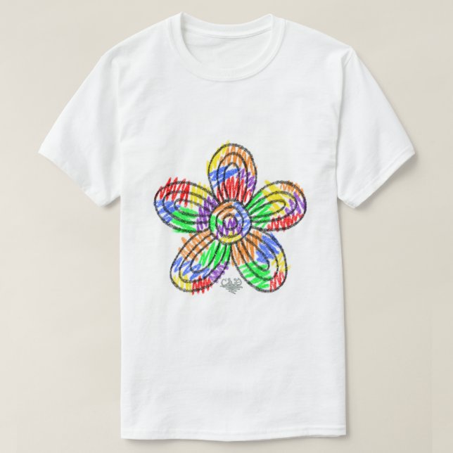 Camiseta de guijarros arcoiris (flor) (Diseño del anverso)
