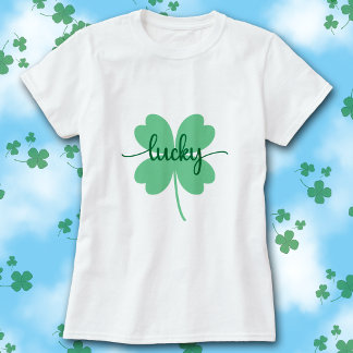 Camiseta de guión de trébol de la suerte día de Sa