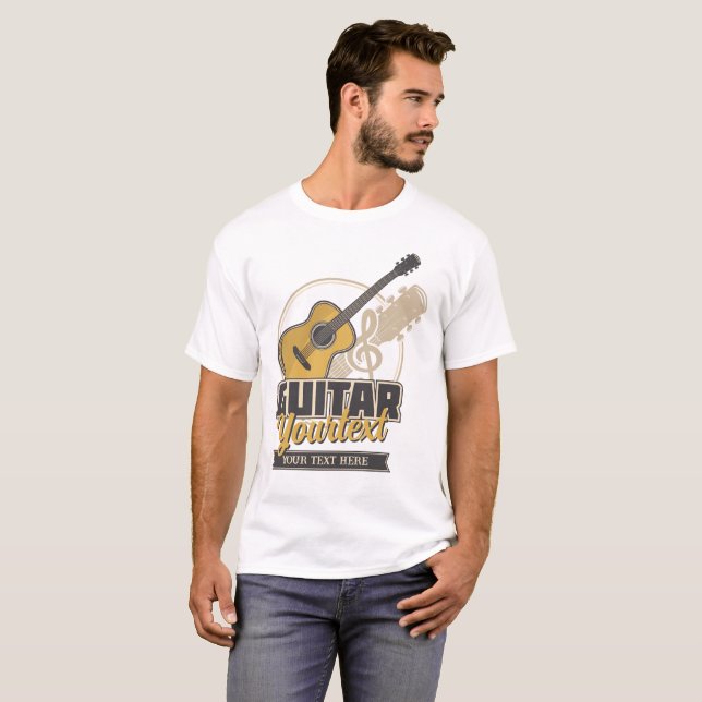 Camiseta de guitarra acústica con texto Personaliz (Anverso completo)