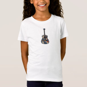 Camiseta de guitarra acústica floral