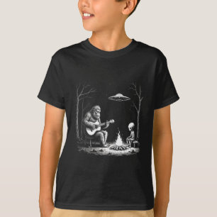 Camiseta de guitarra Bigfoot Fogata Alien Ovni Cam