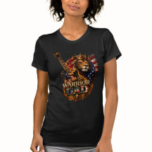 Camiseta de guitarra con bandera americana de león