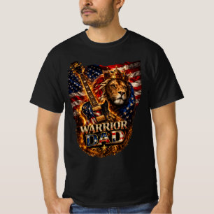 Camiseta de guitarra con bandera americana y león